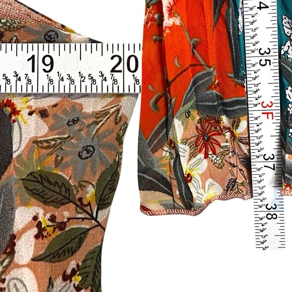 Floral Pleated Swing Dress Womens L Retro Boho‎ Chic Casual Office Siren Summer - Picture 8 of 10